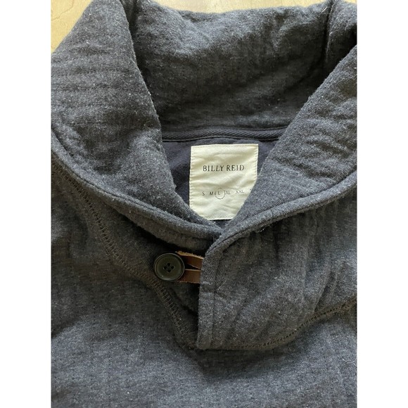 Billy Reid Shawl Collar Sweater Men’s Large Gray Elbow Patch Pockets - Picture 2 of 7